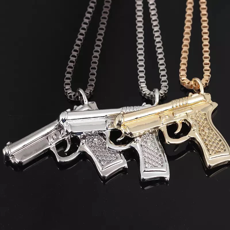 Ожерелье в стиле панк для мужчин и женщин украшение хип-хоп с пистолетом