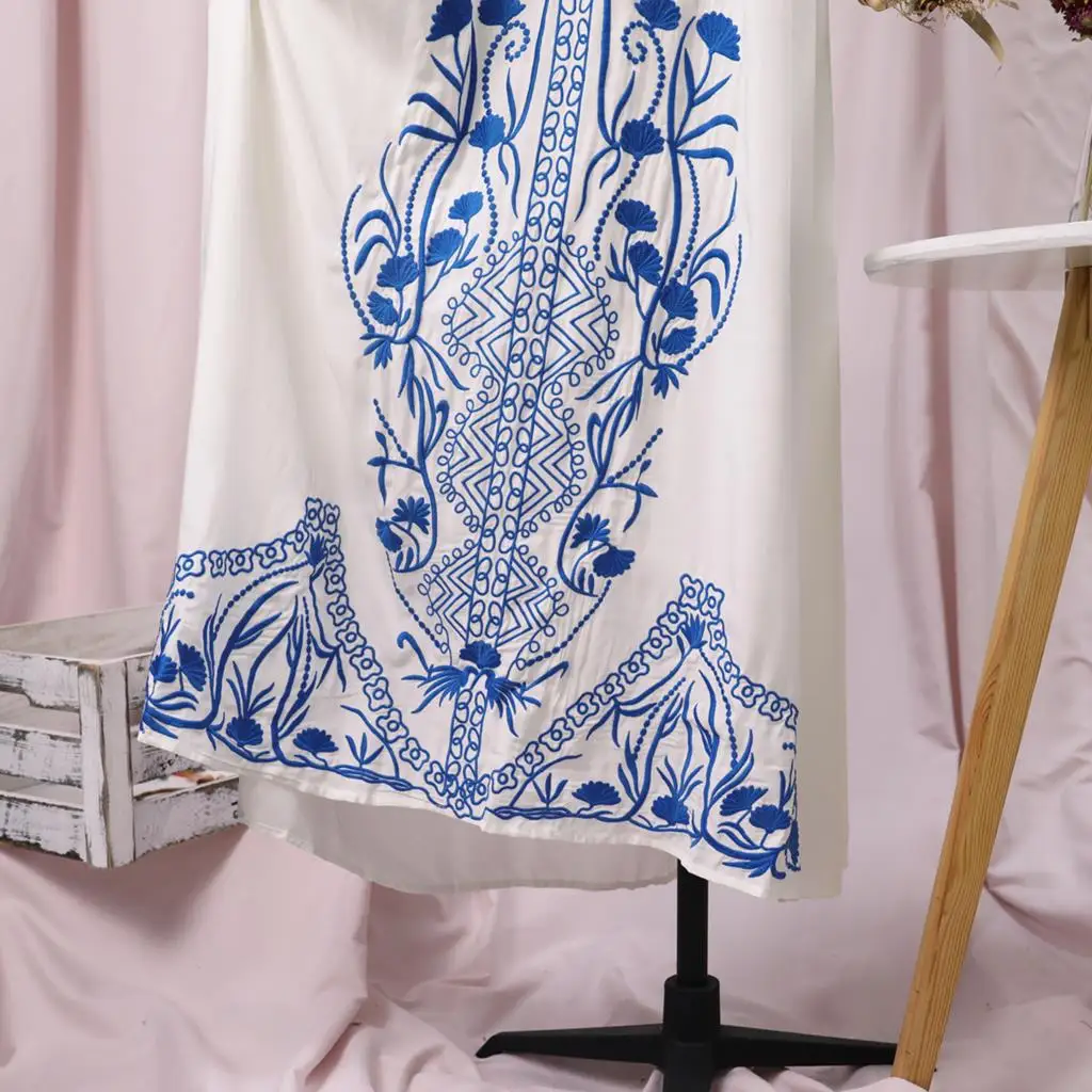 

Jastie Embroidered Maxi Dress Strapless Summer Dresses Elastic Back Casual Women Dress Boho Long Beach Dresses Vestidos
