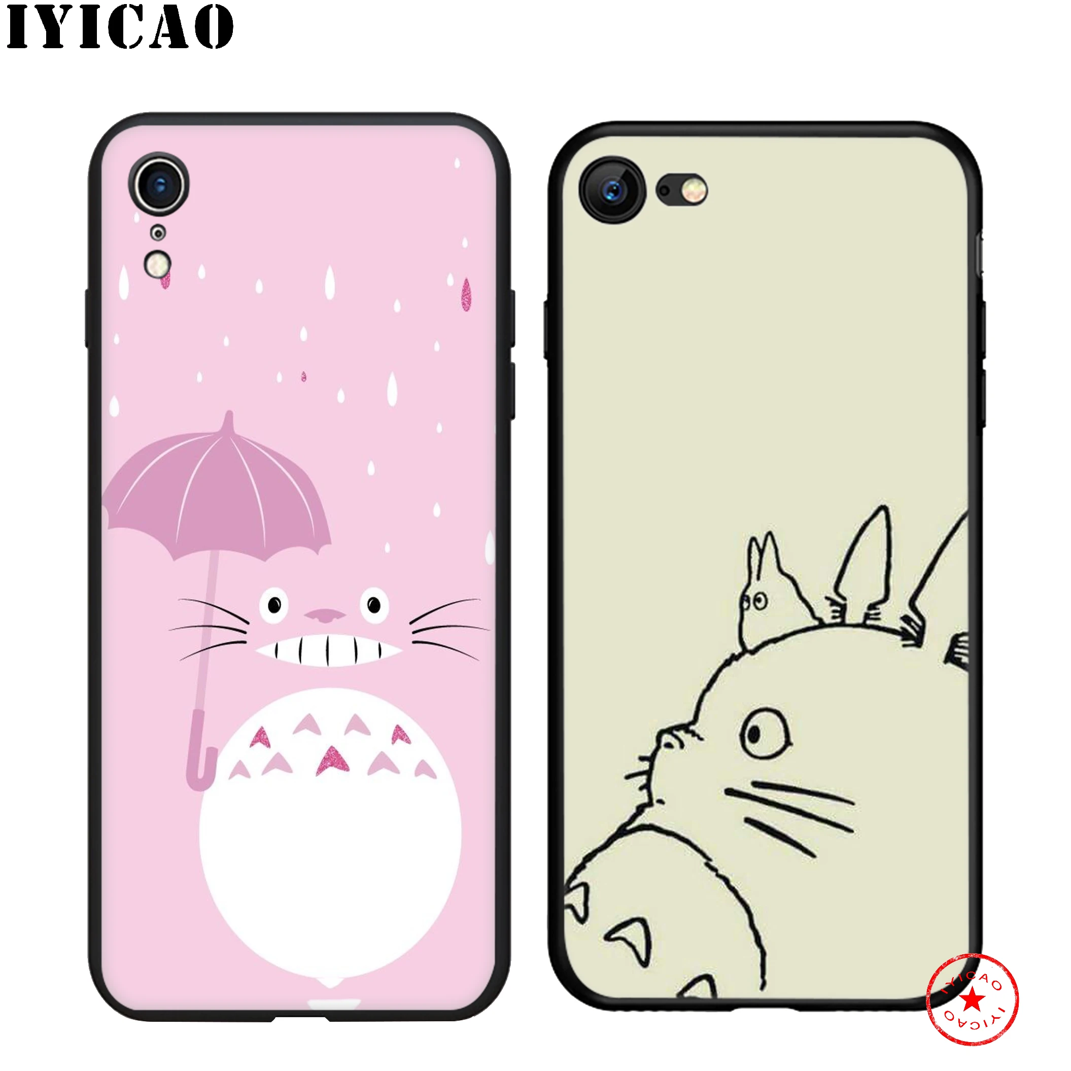 IYICAO My Neighbor Totoro Soft Black Silicone Case for iPhone 11 Pro Xr Xs Max X or 10 8 7 6 6S Plus 5 5S SE |