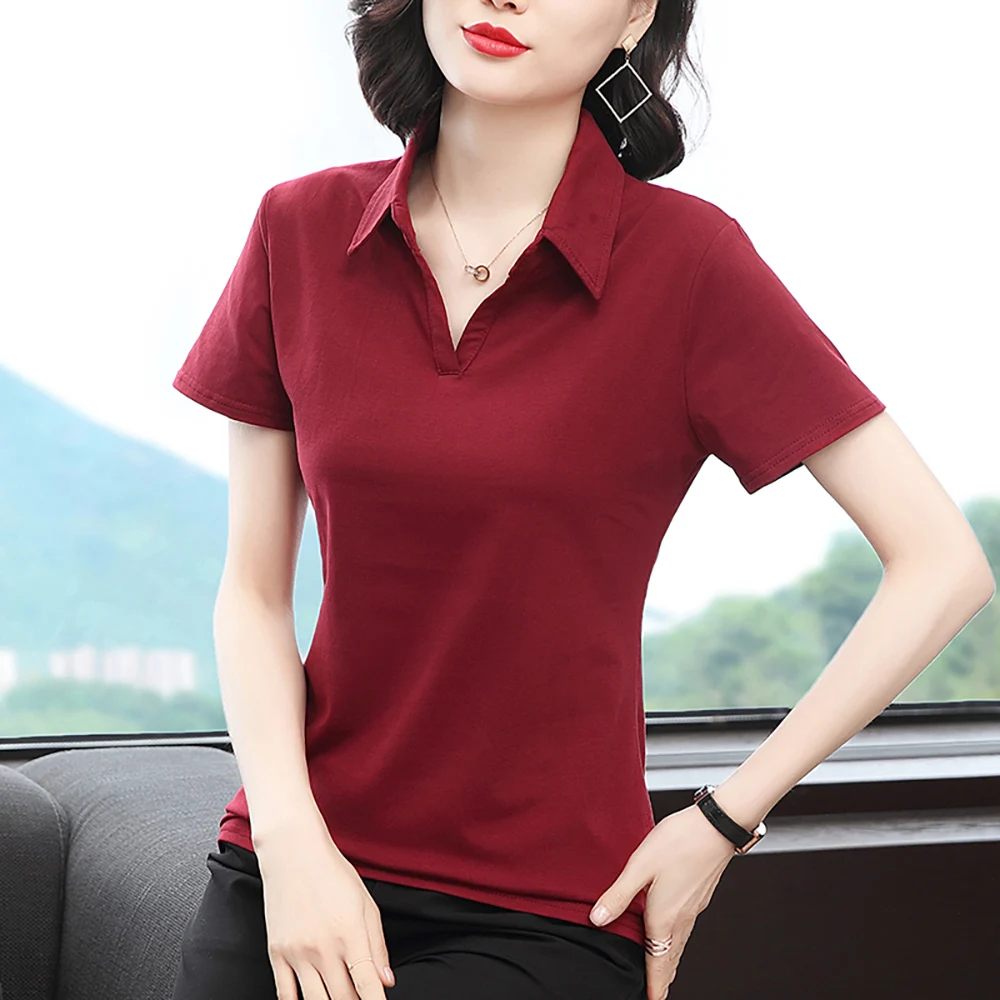 Однотонная рубашка-поло женские хлопковые рубашки с длинным рукавом