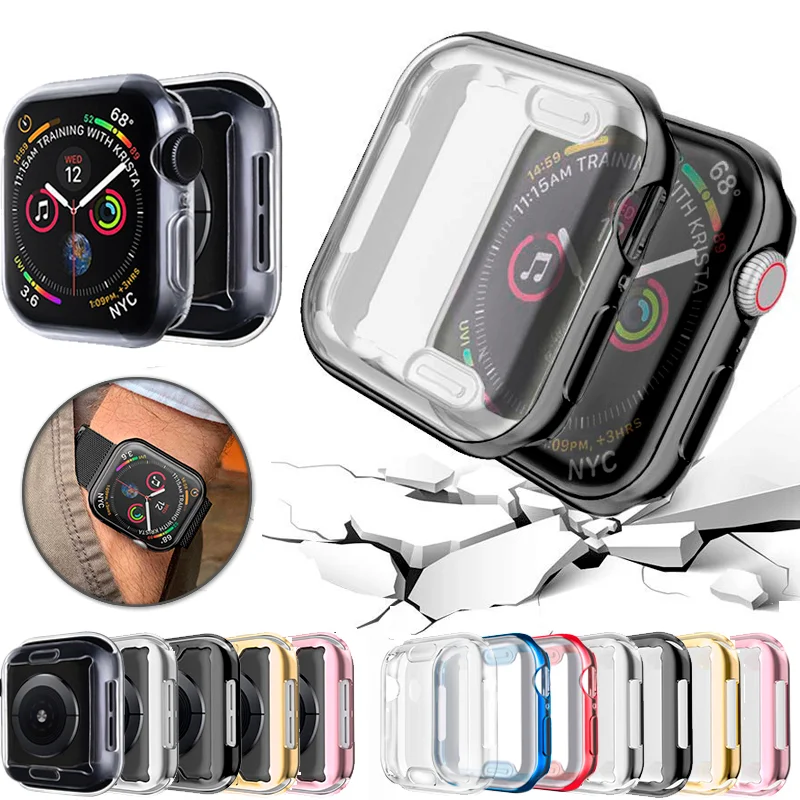 

360 Slim Watch Cover for Apple Watch Case 6 SE 5 4 3 2 1 42MM 38MM Soft Clear TPU Screen Protector for iWatch 4 3 44MM 40MM