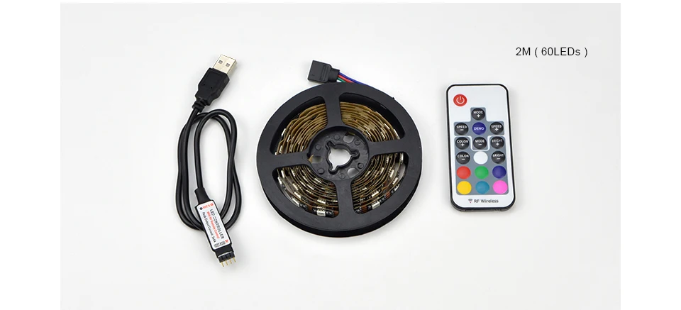 USB мощность RGB Изменение цвета 1 м 2 м 3 м 4 м 5 М 5050 SMD Светодиодная лента для ЖК-монитор тыловая подсветка с 17Key RF контроллер