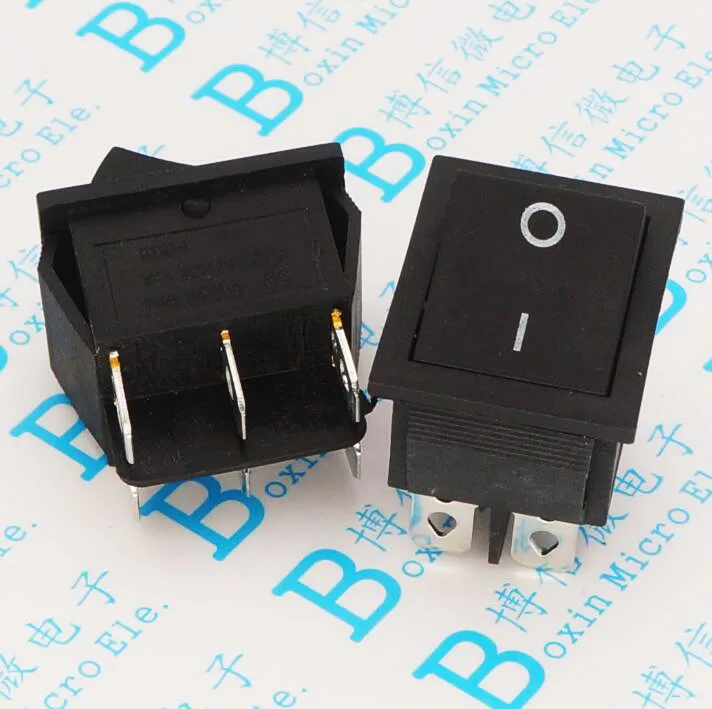 

5pcs 25 * 31 black boat switch 6PIN two gear KCD4-6P 31X25MM 16A250VAC button power supply