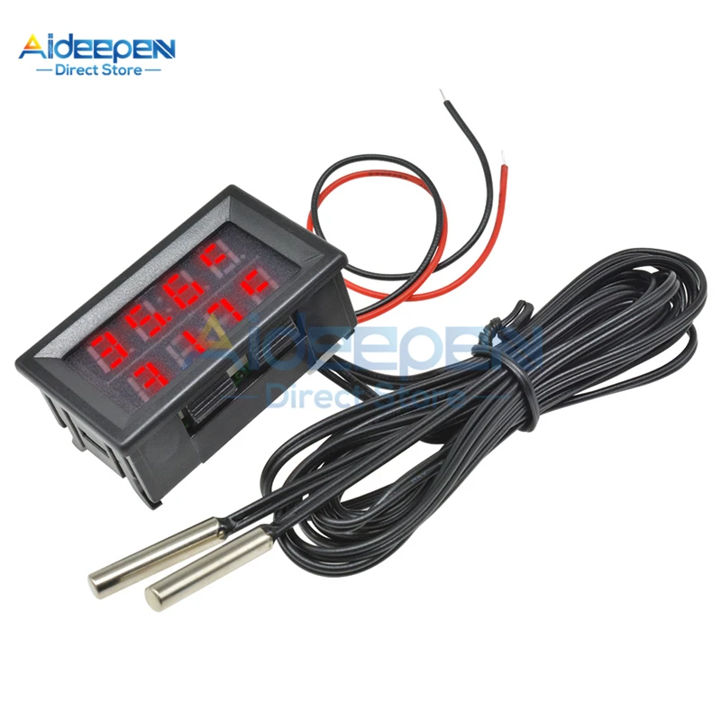 Red Red 4 Bit Мини DC 4 V-28 V 0,28 дюймов светодиодный цифровой термометр с двойным дисплеем w/NTC водонепроницаемый металлический датчик температуры тестер для внутреннего использования - Цвет: Red Red 4 Bit