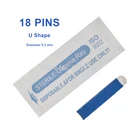 18-контактная U-образная татуировочная игла, Перманентный макияж бровей, лезвие для 3D микроблейдинга, ручка татуировки, 100 шт.