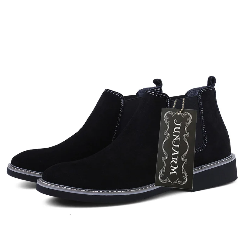 JUNJARM/ботинки челси для мужчин из коровьей замши сезон осень-зима модные мужские