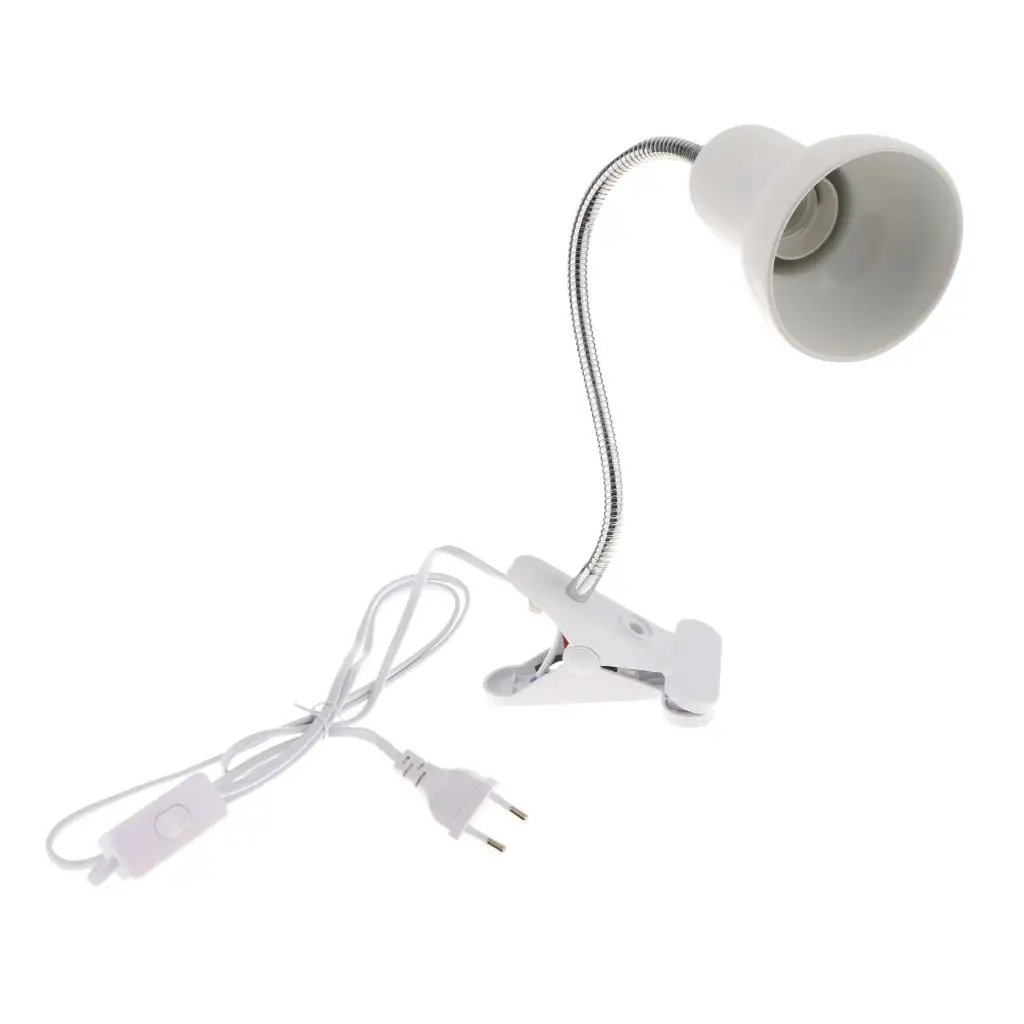 

2xFlexible Reptile Lamp Holder Light Bulb Clip Table Lamp Holder EU Plug White
