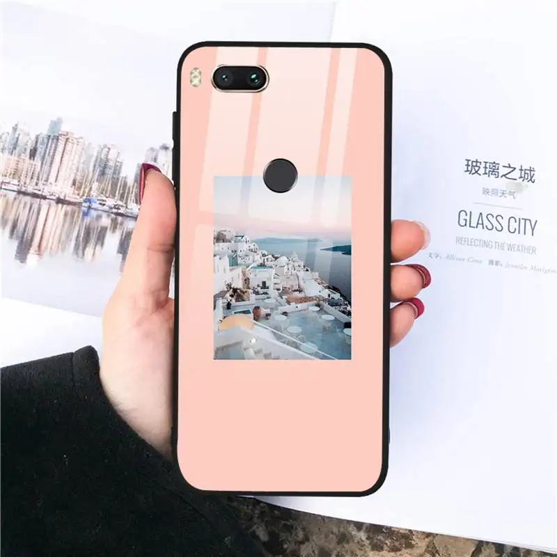 

Art Summer beach travel Phone Case Tempered glass For xiaomi 6 8 lite se MIX2 2S Redmi 4X 5 6 6a note 4 5 6 7