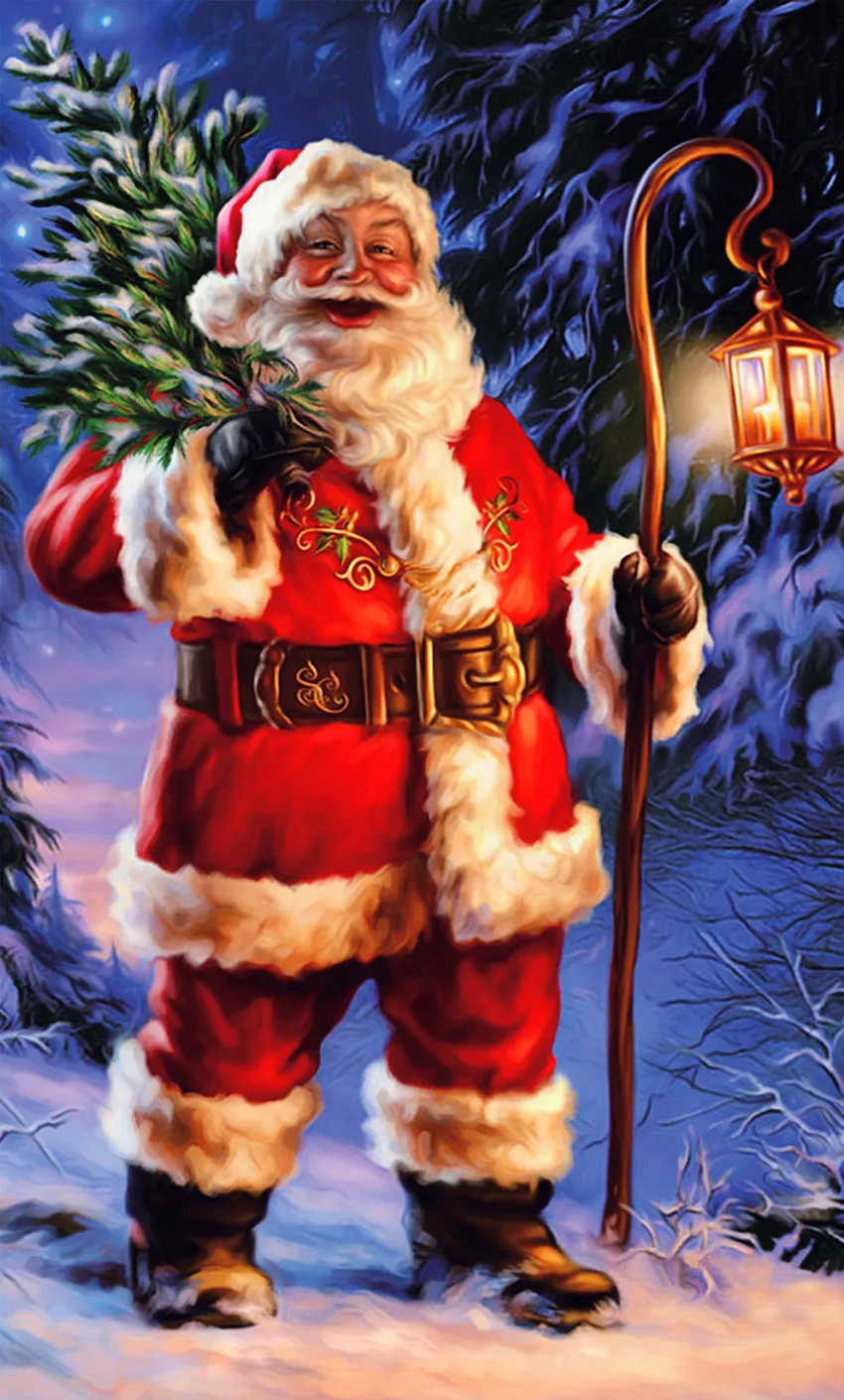 

Christmas Decoration Free Shipping Diamond Painting Father Kerst 5D DIY Diamond Embroidery Partial 20X30 Paper Bag Roll-Up Round