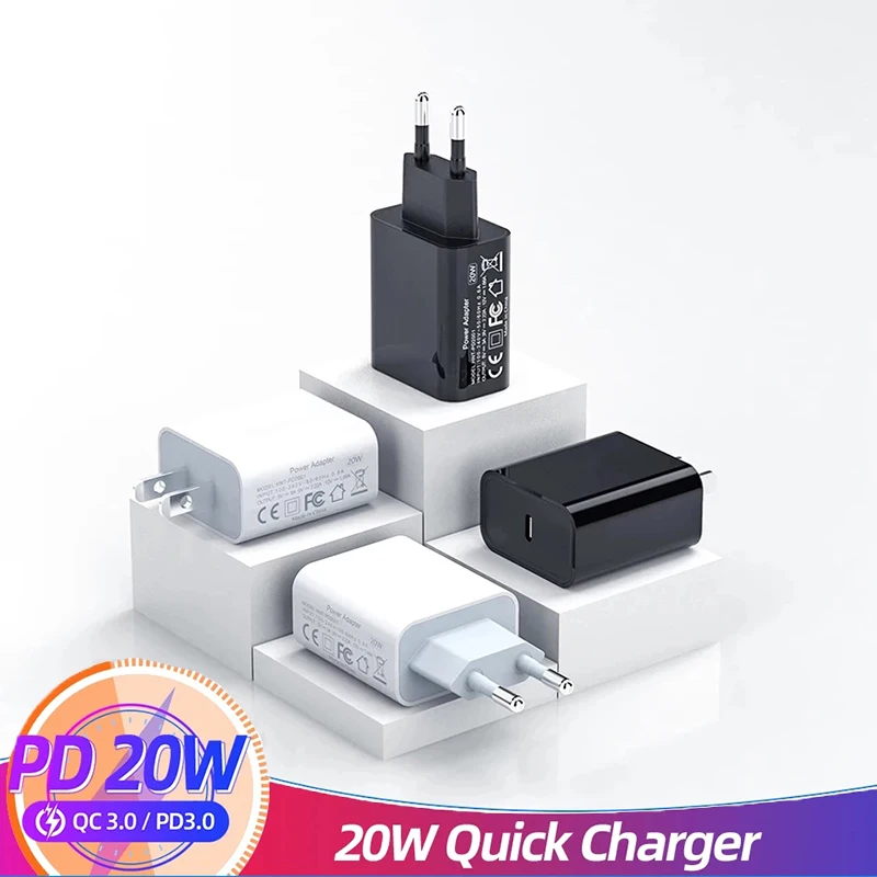 

US/EU/UK Quick Charge 3.0 QC PD Charger 20W QC4.0 QC3.0 USB Type C Fast Charger For IPhone 12 Pro Max Mini Xiaomi Phone Charger