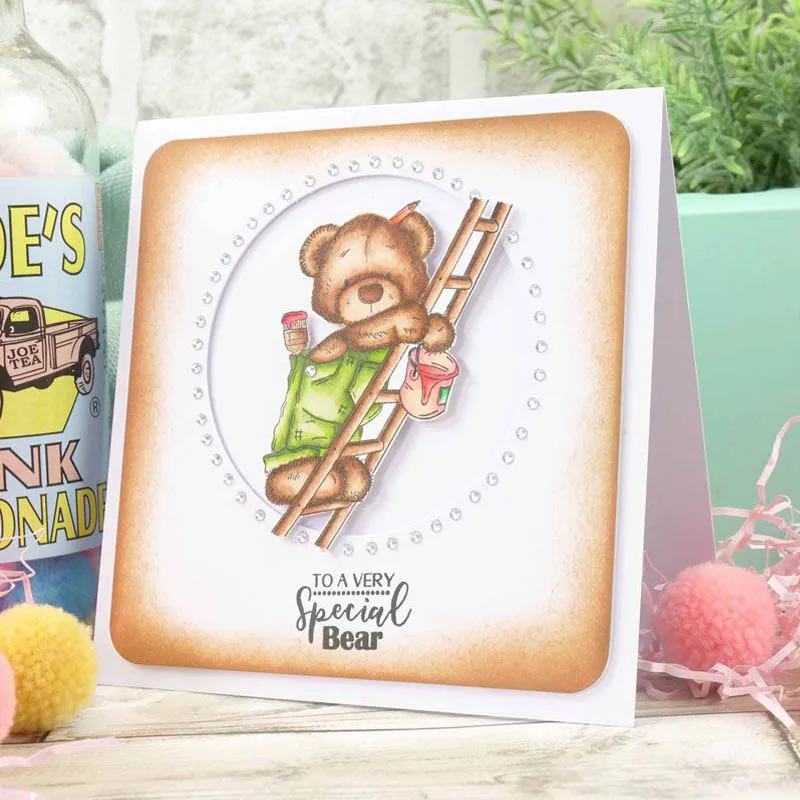 Прозрачные штампы с милыми животными и маленьким медведем для скрапбукинга