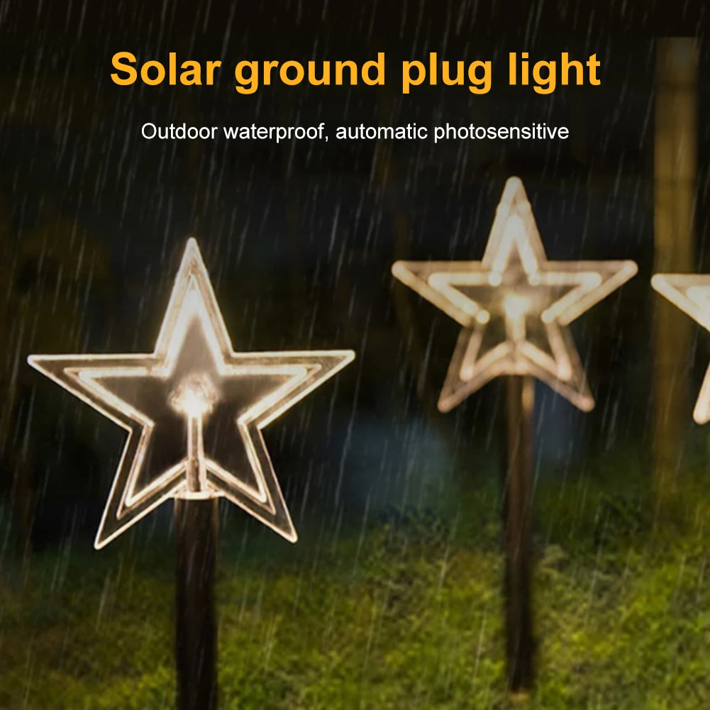 

5Pcs/Set Solar LED Pathway Lights Outdoor Waterproof Warm Lights Star Snowflake Xmax Tree Landscape Lights Garden Decoration
