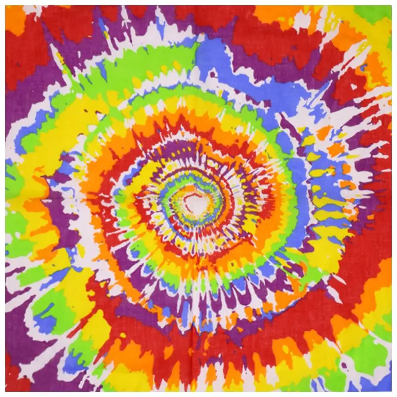 Women Men Boho Tie-Dye Gradient Bandana Head Wrap Rainbow Colorful Swirl Print Square Scarf Hip Hop Street Punk Style Wristband |