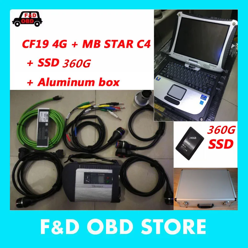MB Star C4 sd Compact + ноутбук cf19 4 Гб SSD Alu box SD полное Программное обеспечение готово к