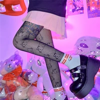 y2k punk hottie black anime pantyhose kt cat pattern fishnet stockings ins style harajuku hosiery nylon lolita tights
