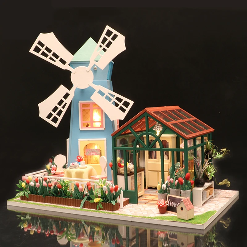 С музыкальной коробкой кукольный домик Diy Миниатюрный 3D Деревянный миниатюрный