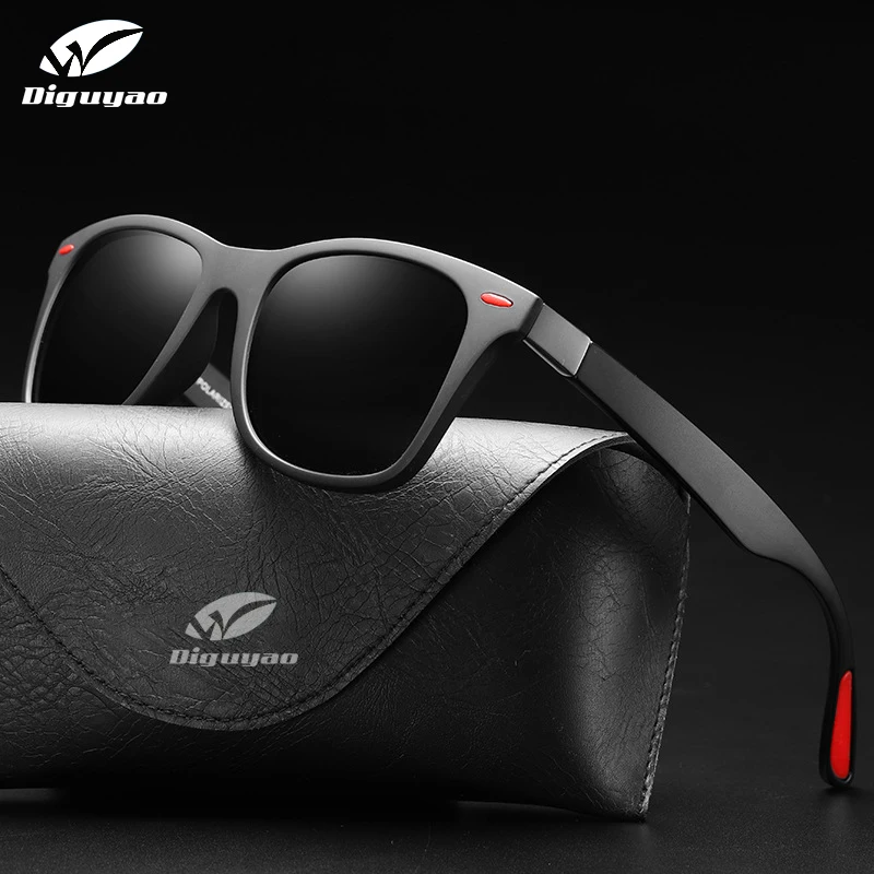 Мужские солнцезащитные очки дизайнерские поляризационные в квадратной оправе