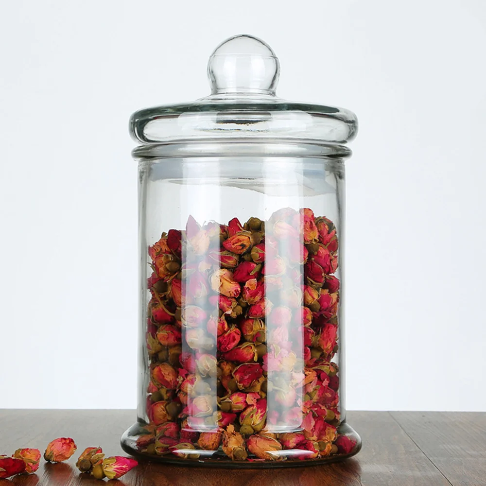 

5PCS Portable Household Sealed Transparent Jars Large Cylindrical Glass Spice Jars Airtight Storage Jars with Glass Lid for Kitc