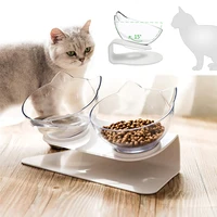 double pet cat bowl with stand non slip feeding drinking bowl food water bowls for dogs cats feeder dispenser products supplies