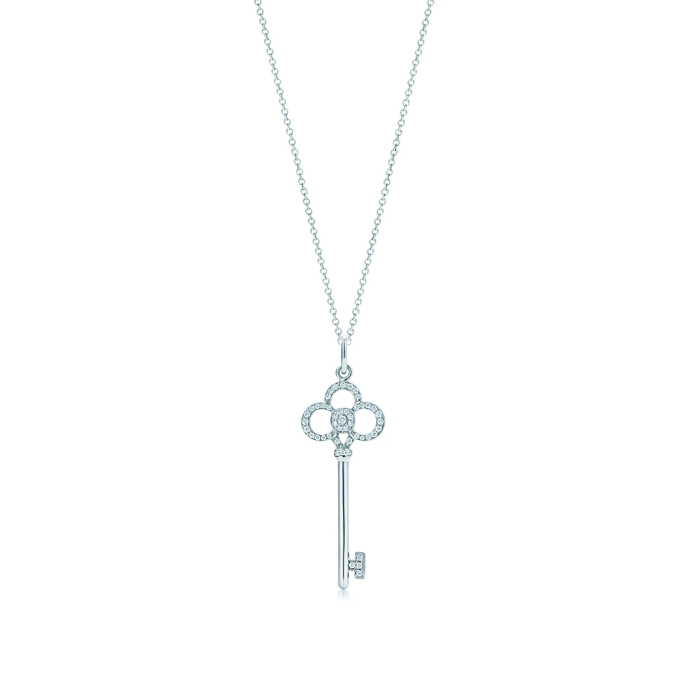 

Lovers, wedding, Party Jewelry, S925 women's Sterling Silver Key Pendant Necklace, men's dense set zircon collar