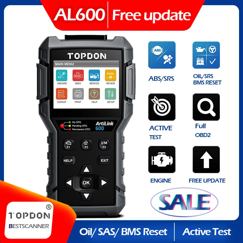 Автомобильный диагностический сканер TOPDON ArtiLink600 OBD2 Автомобильная диагностика ABS