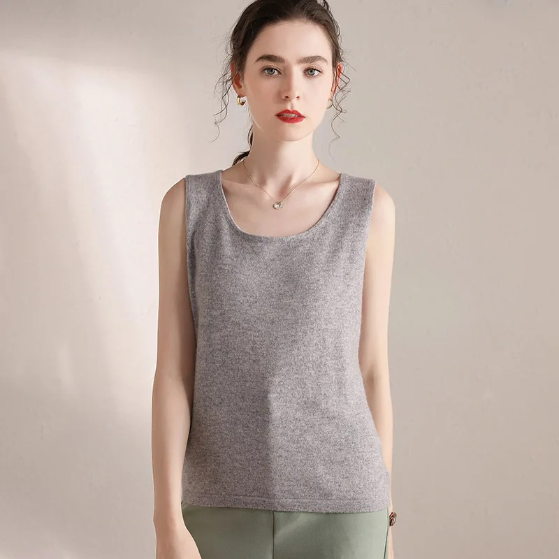 Жилет свитер осень зима теплый утепленный Женский вязаный жилет круглый вырез