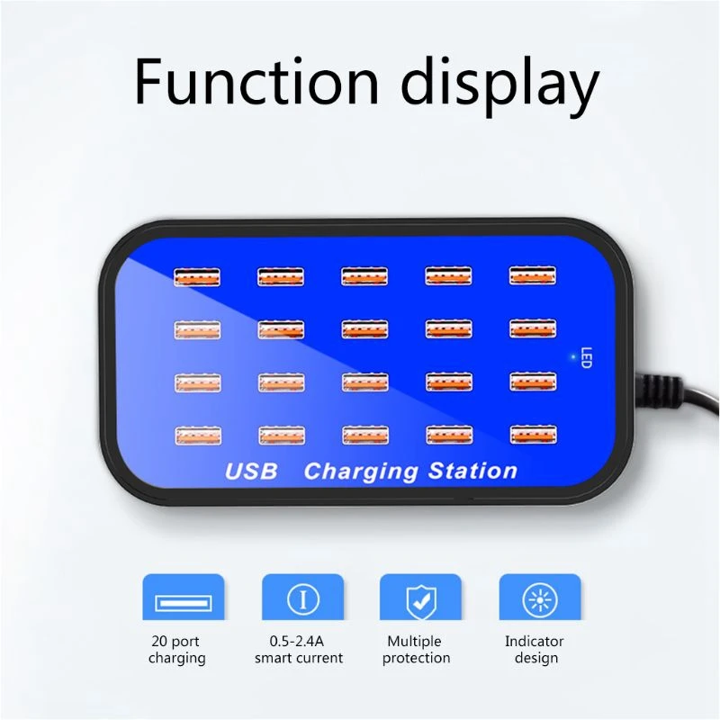 20 многопортовый USB концентратор адаптер настольное настенное зарядное
