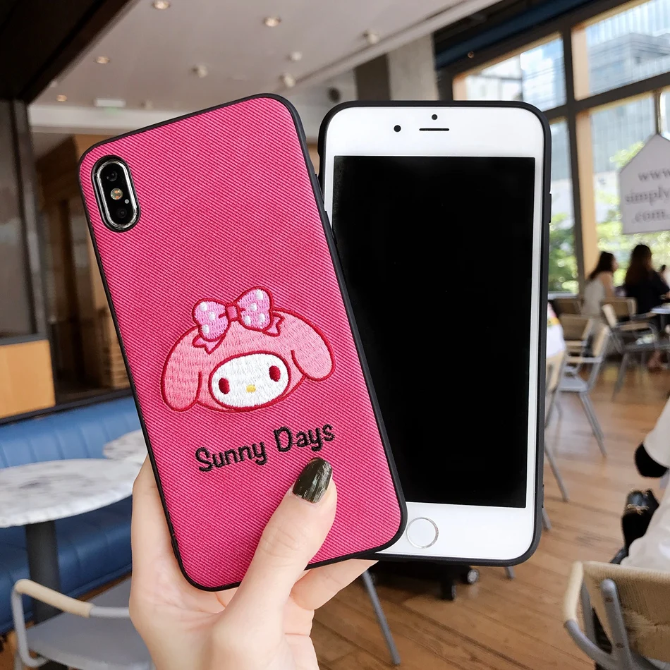 Чехол для телефона с милой мультяшной вышивкой Melody iPhone X 11 Pro Xs Max Xr 8 7 Plus 6 6s Мягкий