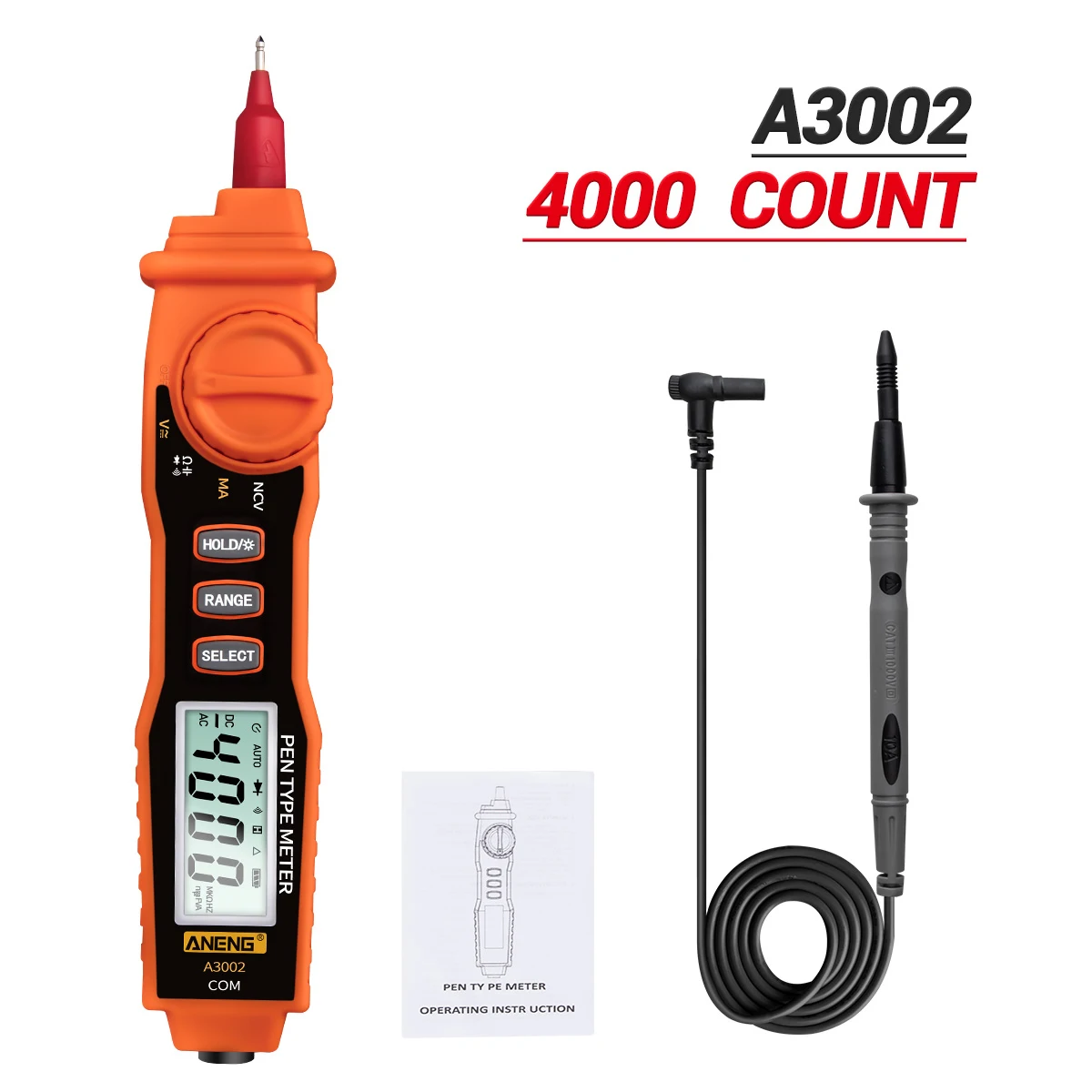 

ANENG A3002 Pen Multimeter 4000 Counts Digital Multimeter Pen Non-contact Handheld Tester AC/DC Voltage / Diode Multimeter
