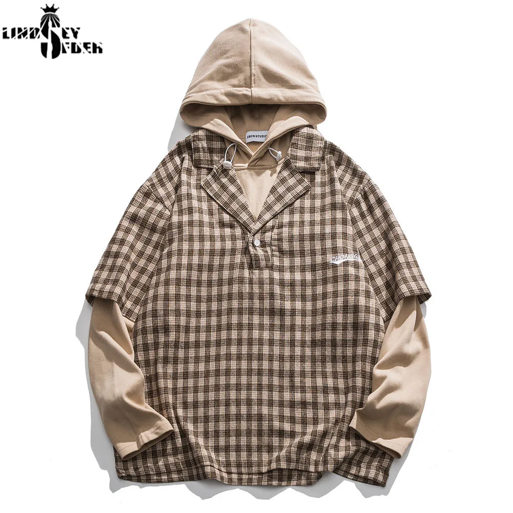 Женские полосатые клетчатые накладные толстовки из двух частей повседневный