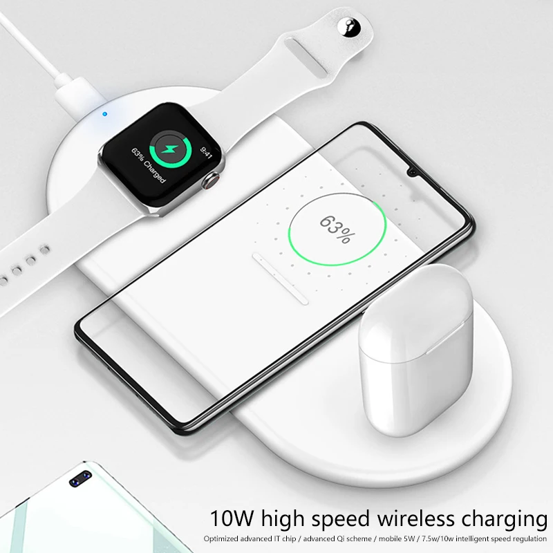 Беспроводное зарядное устройство Qi для iPhone 11 Pro X XR Samsung S20 зарядная док-станция iWatch