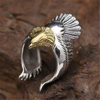 color separation retro eagle two color open eagle wings ring mens animal zodiac ring party gift