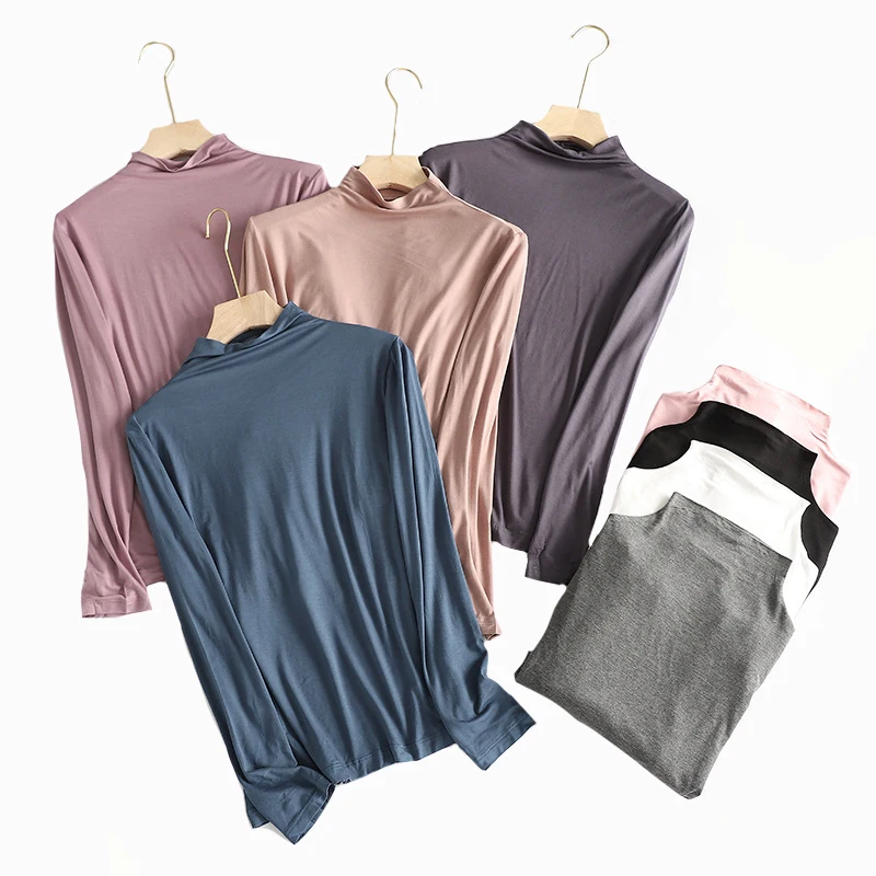 

New Modal Bottoming Shirt Women Long Sleeve Half High Collar