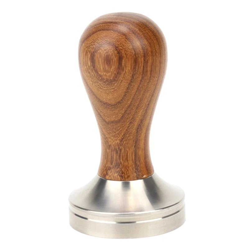 

304 Stainless Steel Base Coffee Powder Hammer Wooden Handle Tamper 51/53/58mm