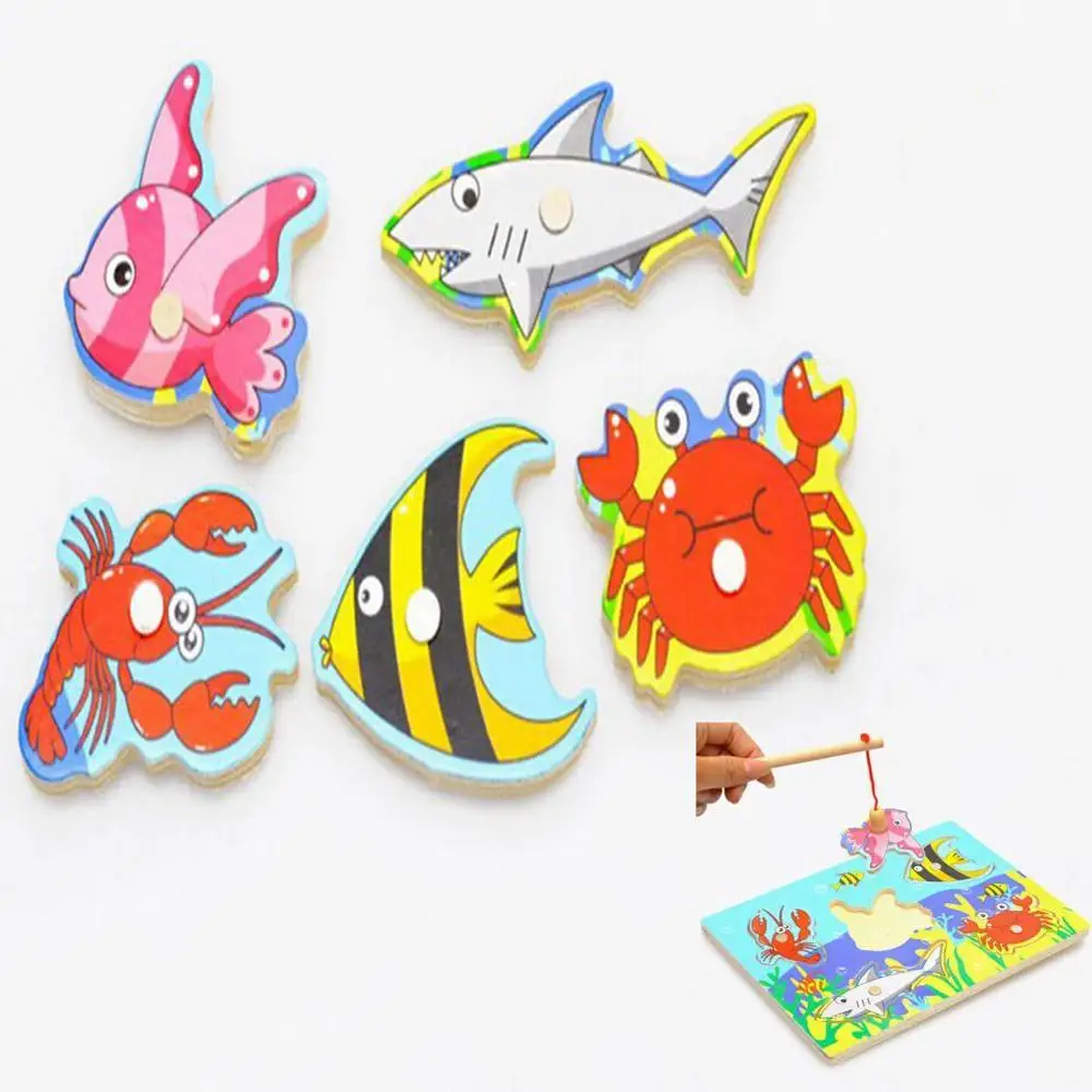 Детская Милая креативная деревянная Магнитная рыболовная игра и настольная