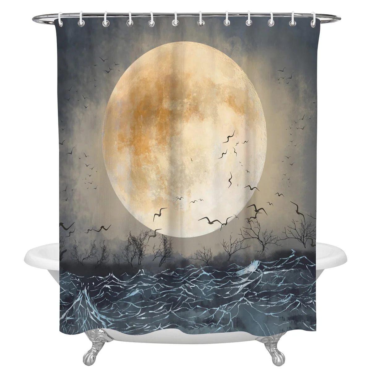 Занавеска для душа полная луна на море | Дом и сад
