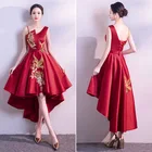 Винтажное атласное китайское платье Ципао с воротником-стойкой и вышивкой в виде феникса, облегающее вечернее платье для выпускного вечера, длинное платье большого размера 3xl