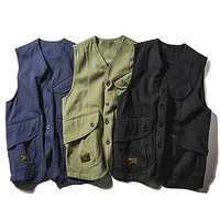 4 colors europe solid vest with pockets sleeveless jackets coats men casual vintage waistcoat tops summer autumn clothing 2021