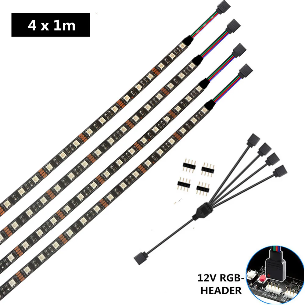 HERULED RGB светодиодная лента 5050 черная 12В  для ПК