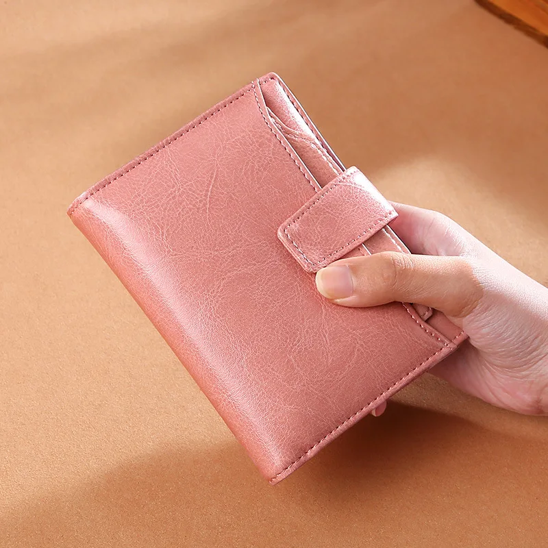 2019 New Korean Retro Oil Wax Cow Leather Short Women's Purse Leather Zipper Lovely Small Change Wallet for Ladies