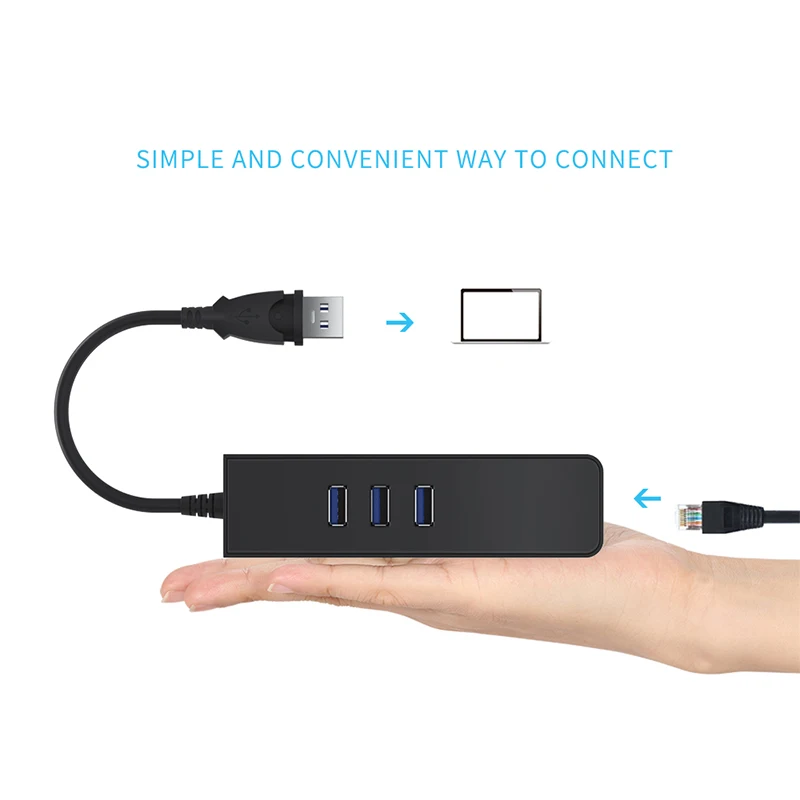Адаптер Ethernet с 3 портами USB 0 100/1000 Мбит/с на RJ45| |