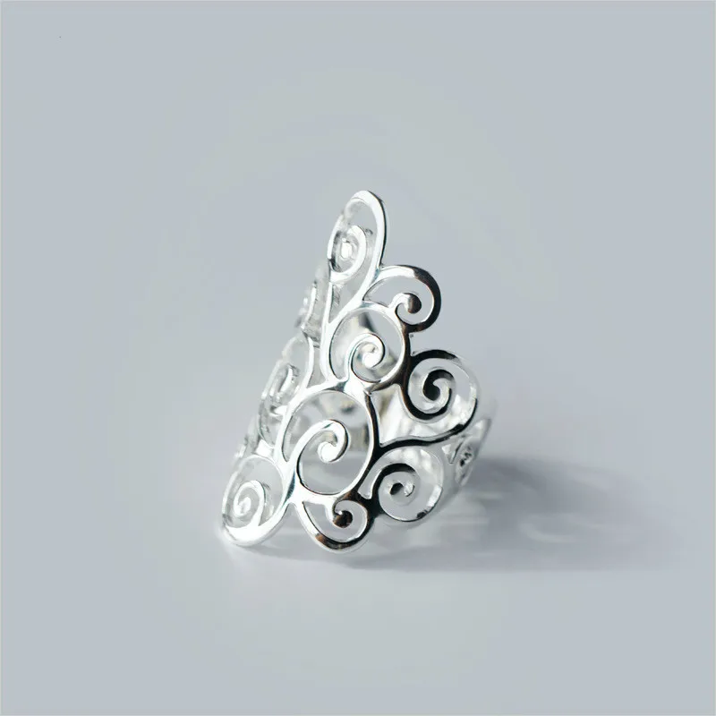 

Vintage Hollow Pattern Rings For Women 100% 925 Sterling Silver High Quality Fashion Fine Jewelry Femme Open Ring Flyleaf