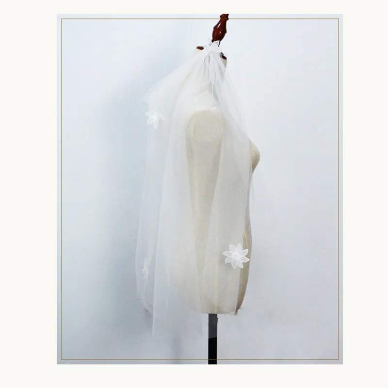 

Beautiful Sen Retro Double Hair Comb White Wedding Accessories Photo Studio Photo Simple Flower Bridal Veil Elbow Length