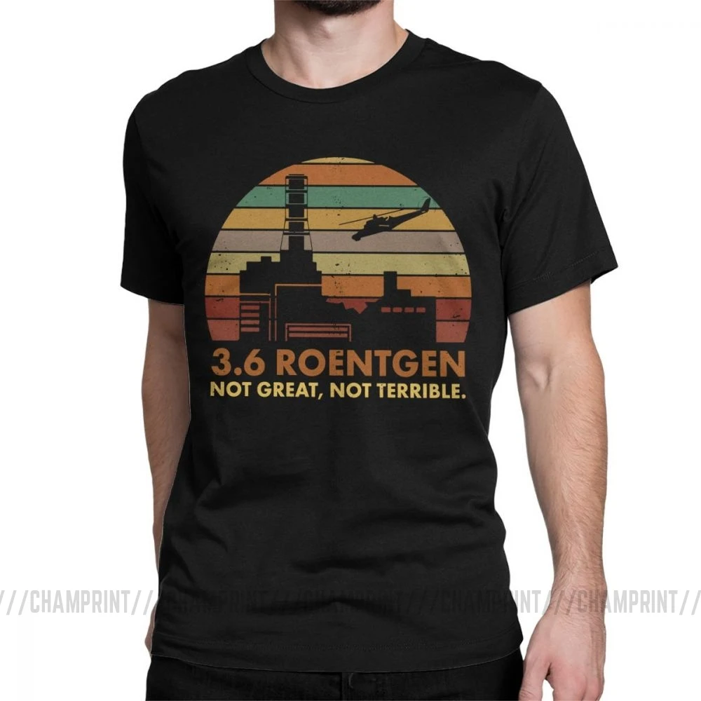3,6 Мужская футболка с надписью «Roentgen Not Great Not horrible», топы для ТВ-шоу «Чернобыль», футболка с ядерным излучением, футболка для отдыха - Цвет: Черный
