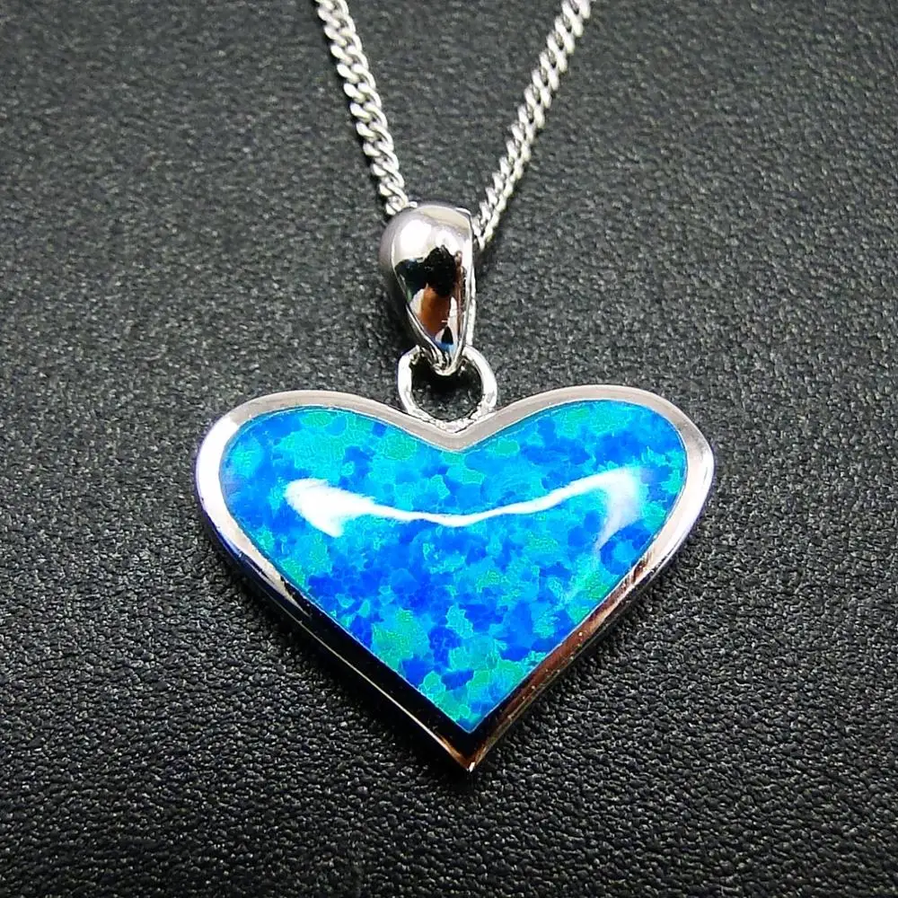 

Женское ожерелье из серебра 925 пробы, с подвеской в виде сердца из огненного опала