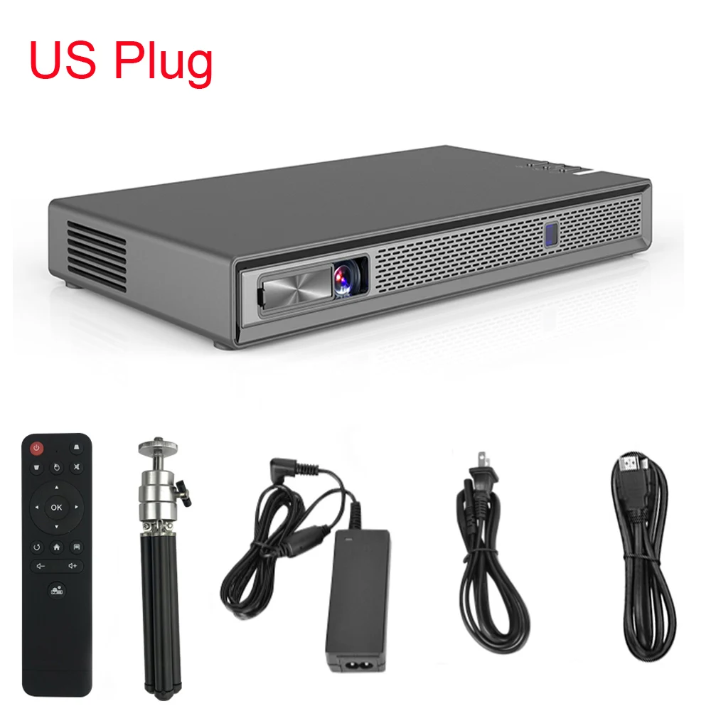 US Plug T5 мини проектор 4K DLP Android проектор Full HD настоящий 3D с батареей, авто Keystone, WiFi светодиодный Smart Proyector Bluetooth - Цвет: US Plug