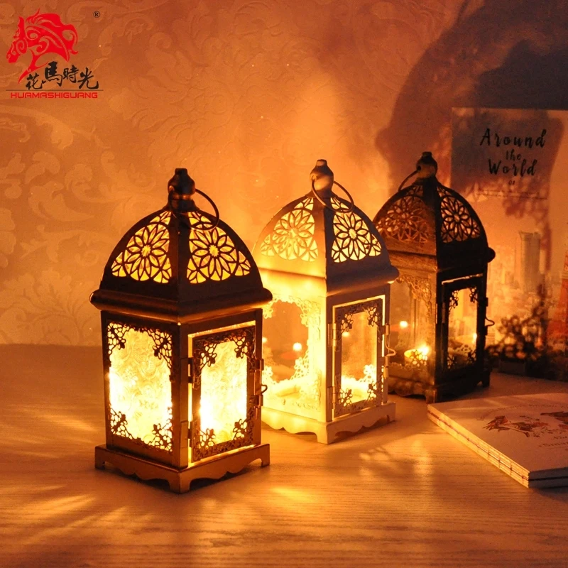 Марокканский золотой железный подсвечник ветровая лампа Средиземноморский