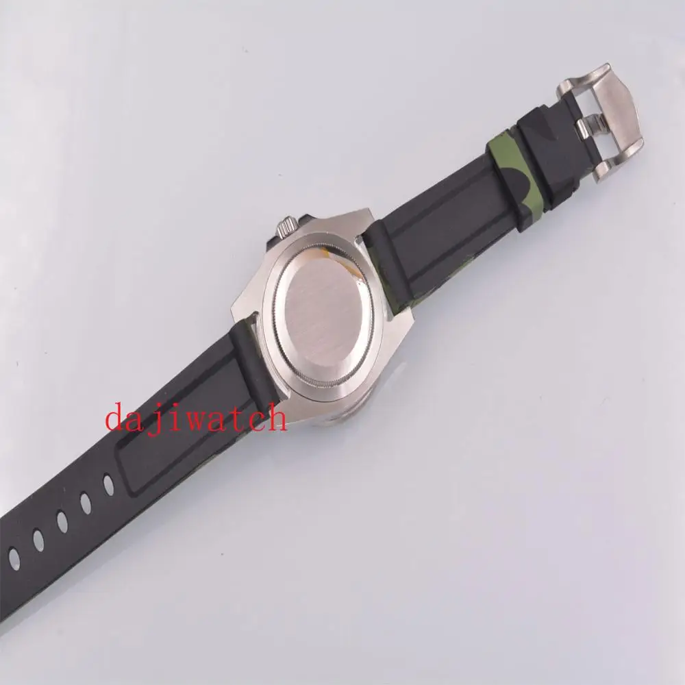 Керамические автоматические мужские часы черные зеленые наручные с резиновым