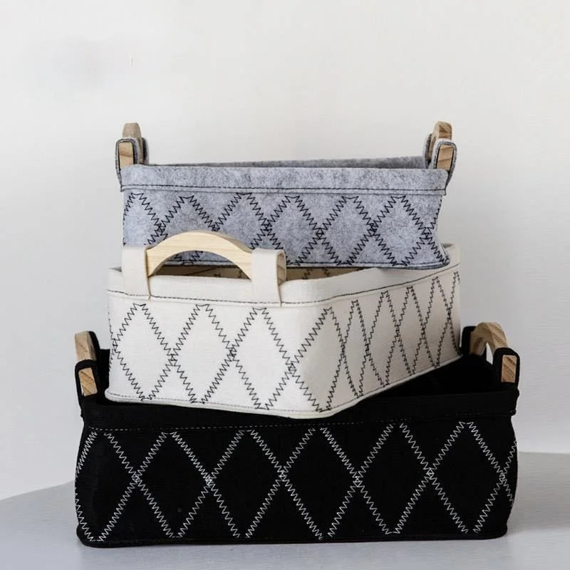 

Felt Desktop Sundries Storage Basket Portable Dirty Clothes Book Storage Box Cosmetic Underwear Storage Home Felt Organizer