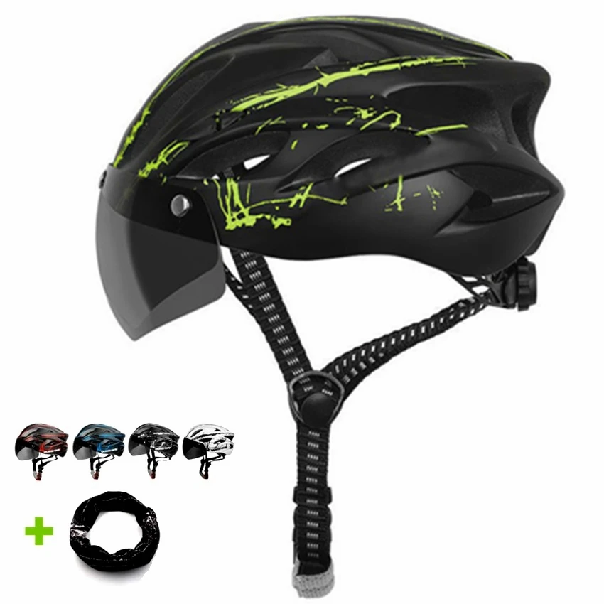 Классный велосипедный шлем черные очки ультралегкий с рисунком для езды на